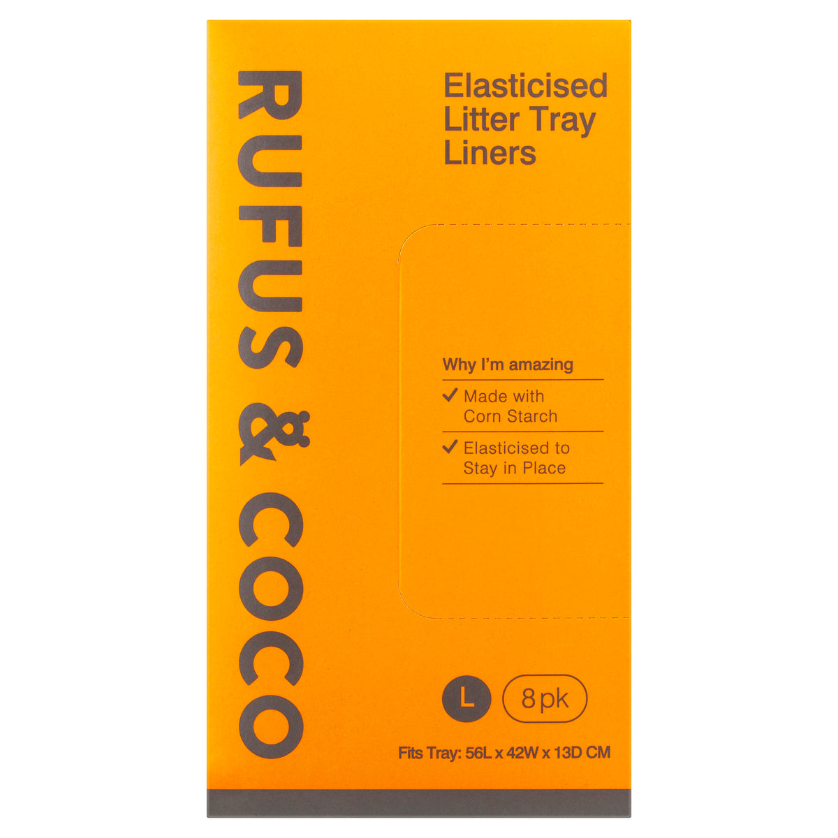 Line your cat's litter box with Rufus and Coco's elasticised cat litter tray liners. Includes an elasticised edge to keep the liner in place and makes cleaning up quick and easy