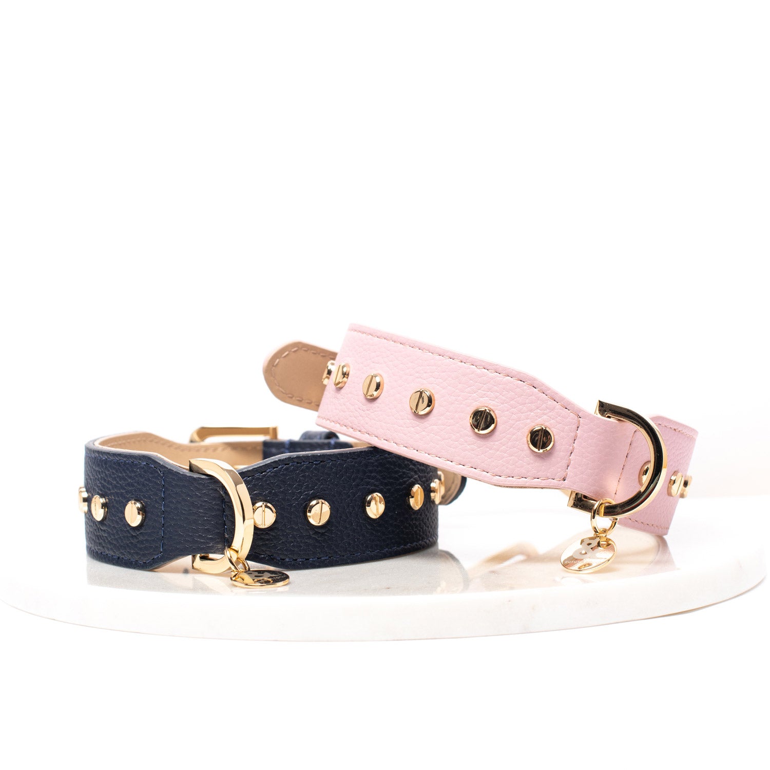 Pink leather shop studded dog collar