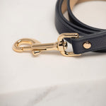 Rufus & Coco's Berlin navy leather dog lead is made from quality leather. Each lead is finished with premium gold hardware and studs for style and durability. Suitable for dogs of all sizes, this 100% leather dog lead is 120cm long.
