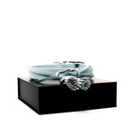 Rufus & Coco's Paris light blue leather dog collar is made from 100% quality leather. Each collar is finished with light blue stitching, matching leather tassles and premium silver hardware for style and durability. This fashionable light blue leather dog collar is available in 4 sizes.